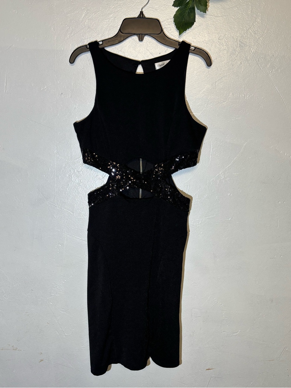 Emerald Sundae Black Sequin Cutout Prom Dress